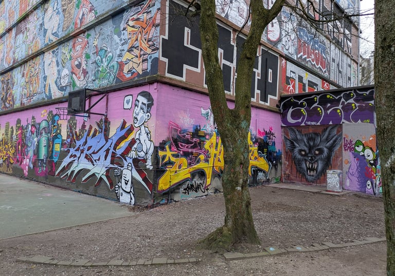 Street art in Sternschanze Hamburg with graffiti walls and urban scene, Graffiti und urbane Kunst im Viertel