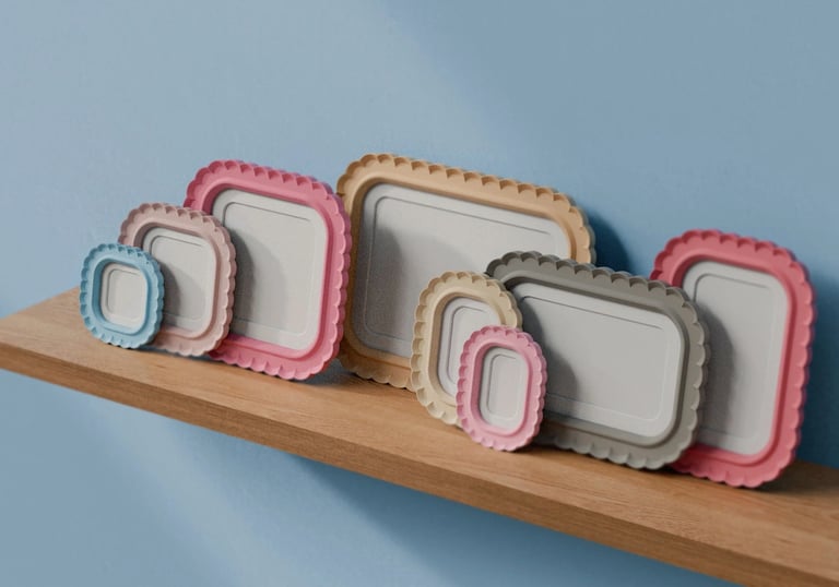 3D print photo frame design collection in different sizes and colors