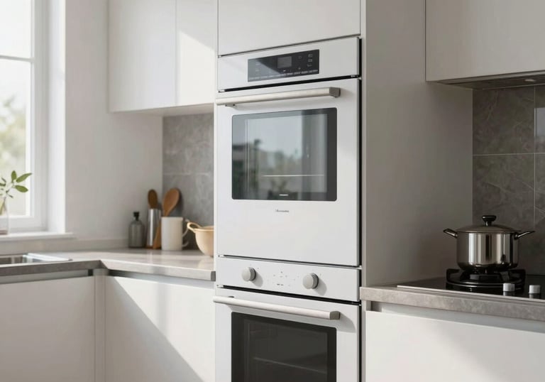 Clean, bright photography of a contemporary Turkish kitchen interior, featuring high-quality appliances in perfect condition, soft natural daylight.