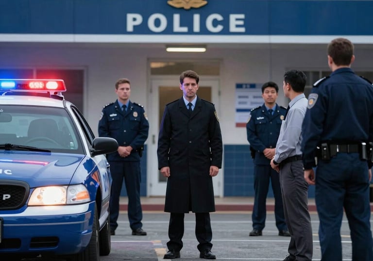 Lawyer consulting client late at night in an office.