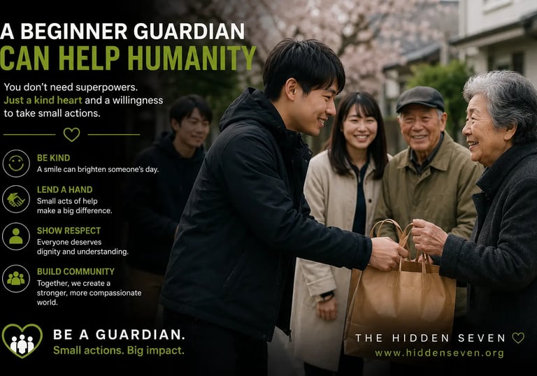 A volunteer guardian handing a bag of groceries to an elderly woman as part of a community service act.