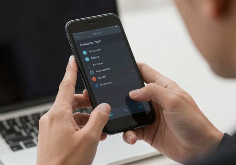 A smartphone screen showing an easy-to-use booking and payment portal.
