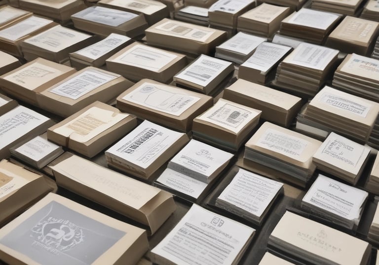 Delivery driver handing over a package of prints to a smiling customer.