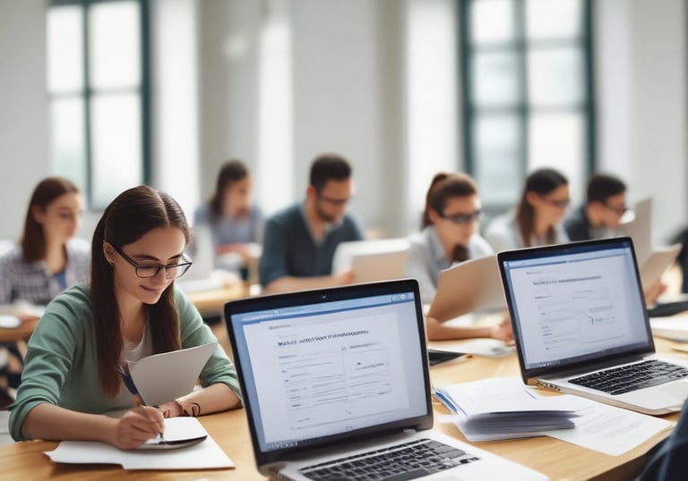 a man riding a skateboard down a street next to tall buildings