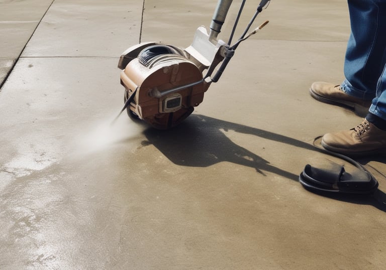 A driveway before and after pressure washing, showing a dramatic difference.