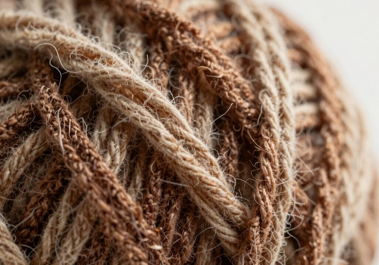 Rows of knitting yarn spools in various textures and colors, set against a minimalist black backdrop.