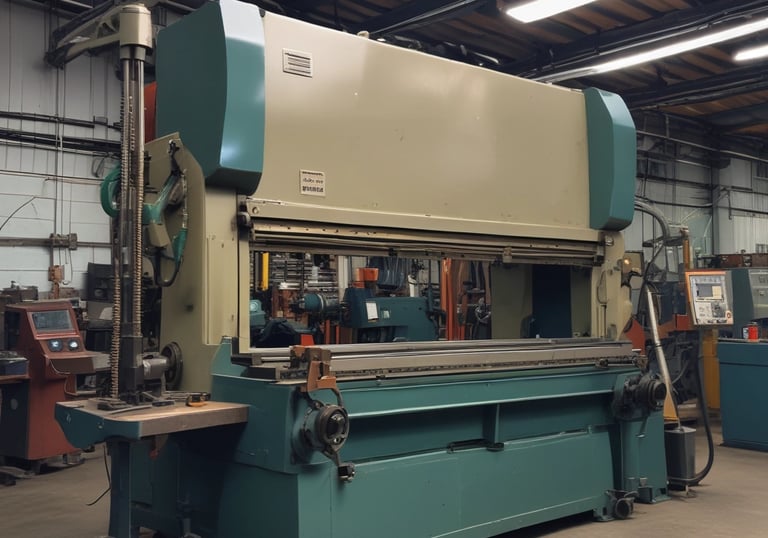 A skilled technician bending a metal sheet on an ubkant machine.