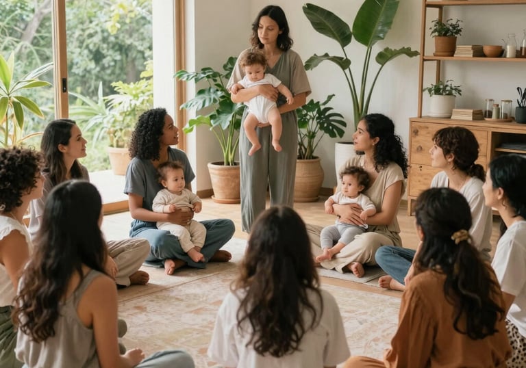 A flat lay of beautifully designed digital planners and motherhood guides.
