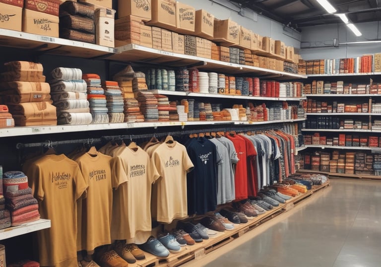 Close-up of hands packing various wholesale products with care and precision.