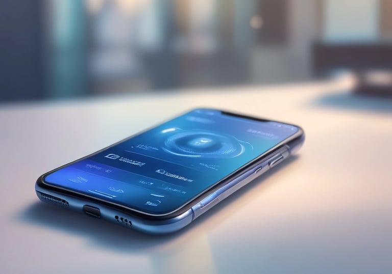 A sleek smartphone screen showing an AI-powered call interface with real estate agent details.