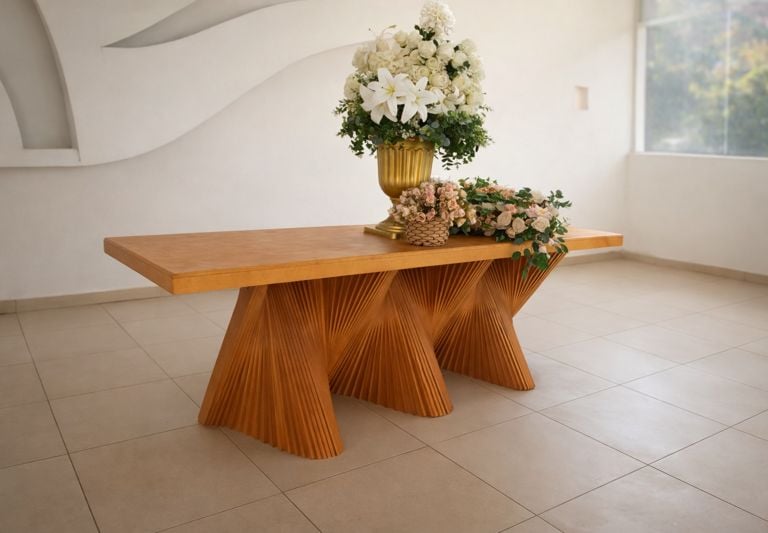 Mesa a medida en mdf con diseño paramétrico CNC