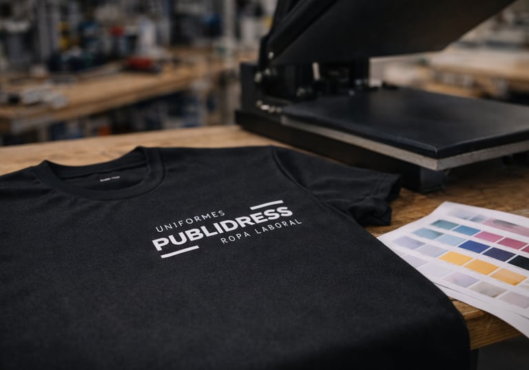 Sublimación en ropa laboral con impresión a todo color, perfecta para diseños duraderos, sin relieve
