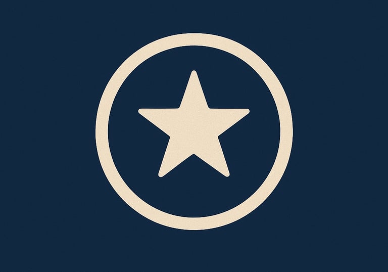 Icône cercle doré avec étoile à cinq branches – symbolise le réseau Club 53 pour l’hospitalité transformante caribéenne