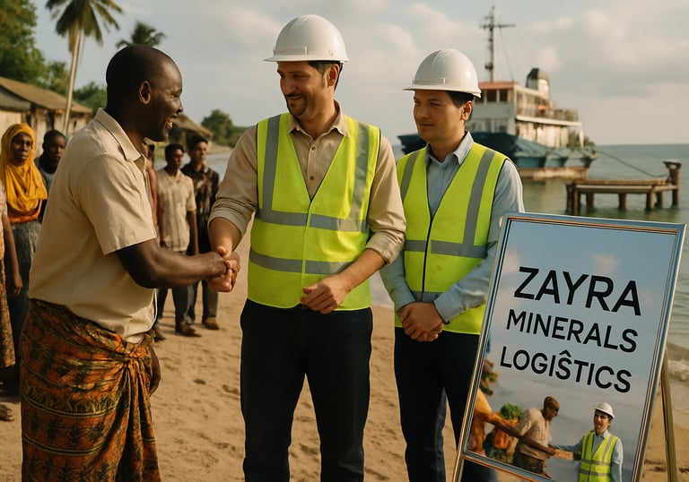 a man in a hard hat and safety vests standing in front of a sign