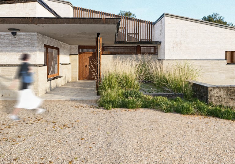 Rendu 3D extérieur d’une maison avec façade bois – BenRaff Studio