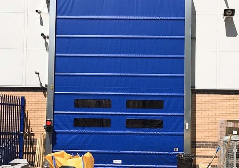 heavy duty speed door made from blue pvc