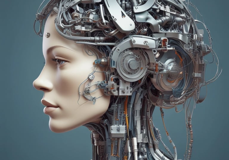 A humanoid robot is raising its hand in a sleek, modern environment. The robot, predominantly white with some branding, features a smooth design and a visor-like head.