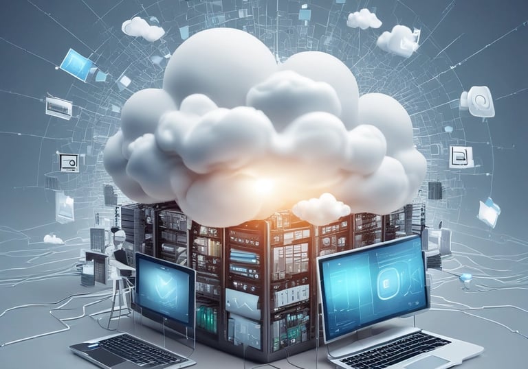 A cloud computing graphic representing IaaS services.