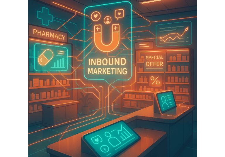 a counter top with a laptop and a tablet PharmaMarketing360