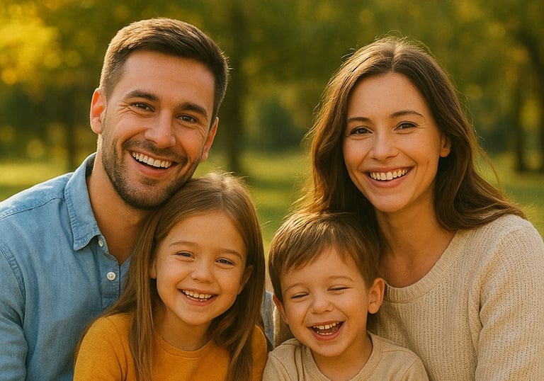 Pais e filhos sorrindo em Catalina Foothills, AZ, aproveitando a tranquilidade que o seguro de vida