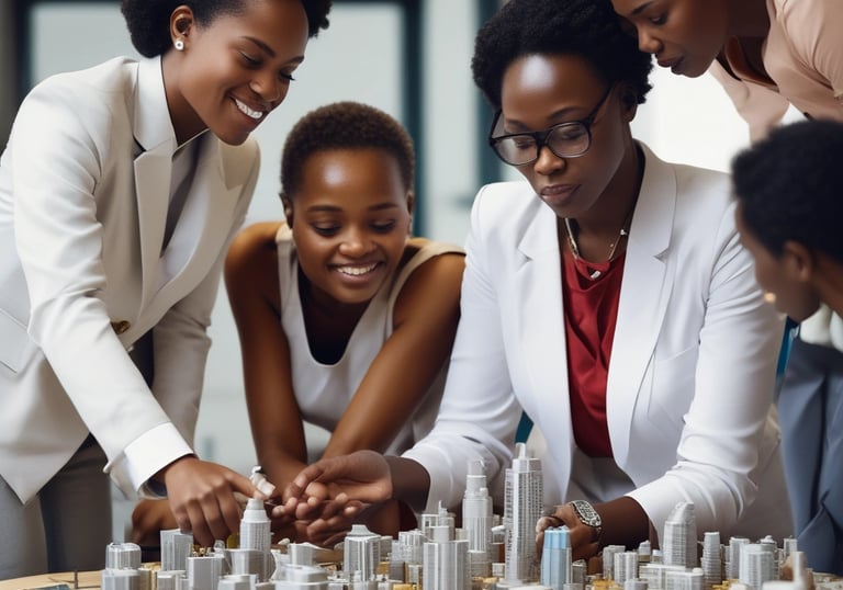 A team of professionals discussing real estate strategies.