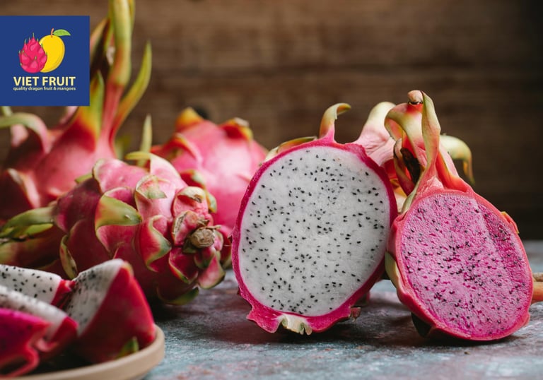 Vietnamese red and white dragon fruit