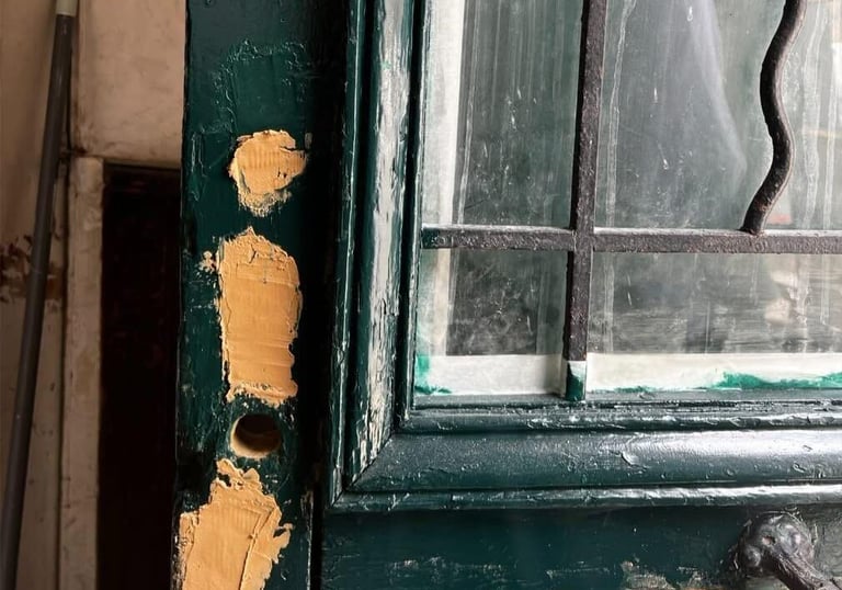 Rénovation et peinture d'une porte d'entrée d'immeuble en copropriété