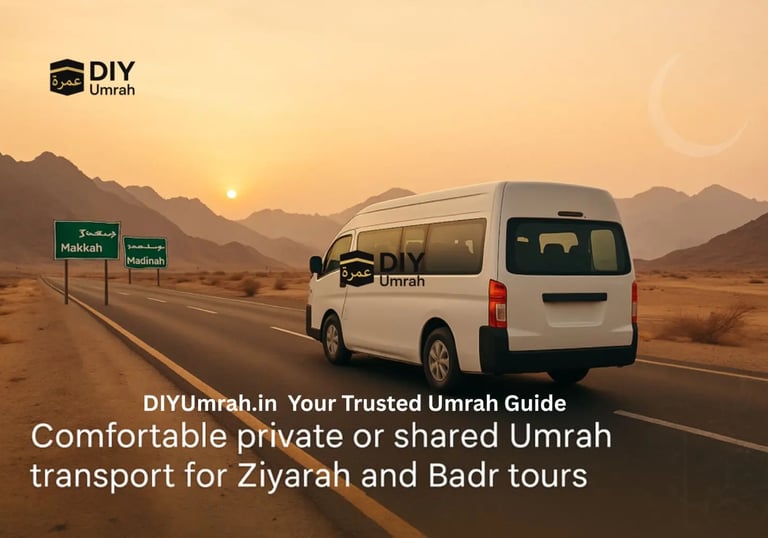 Private Umrah transport van for Ziyarah and intercity travel between Makkah and Madinah