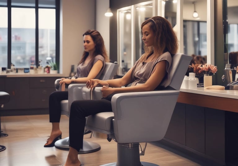 dos clientas en salon de belleza