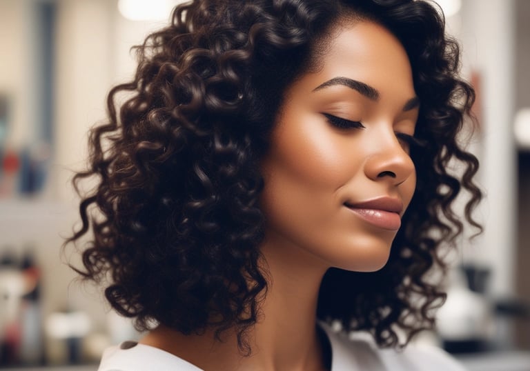 mujer con cabello rizado