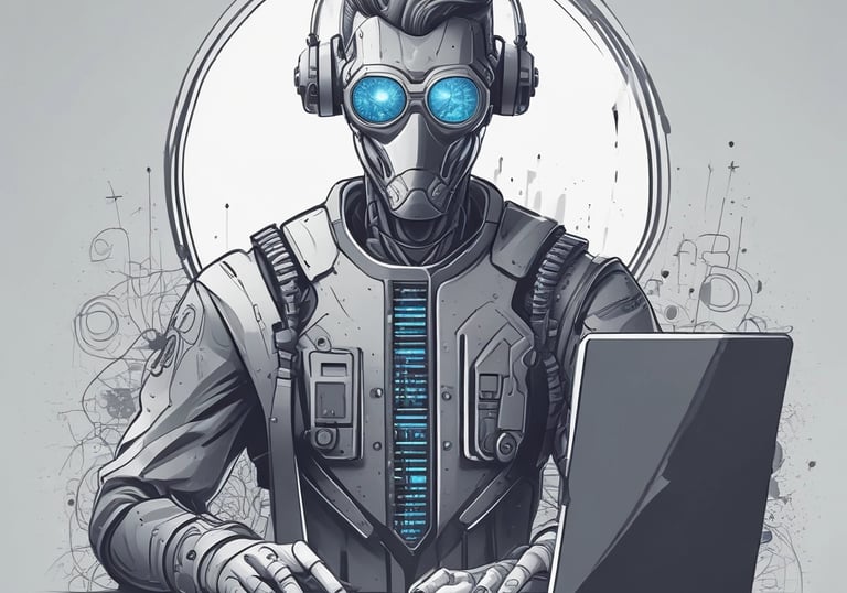 A white mask with distinct black features is placed on an open server tray in a data center or server room. The server is equipped with various LED indicators and network ports, suggesting an active setup.