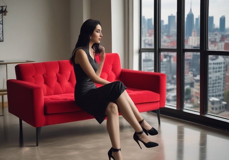 An elegant studio setup with soft lighting and minimalistic decor for intimate photography.