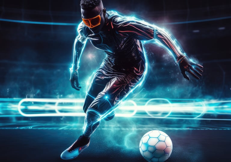 NexaGoals AI scouting — digital football player illustration symbolizing data-driven talent analysis