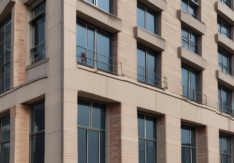 a man riding a skateboard down a street next to tall buildings