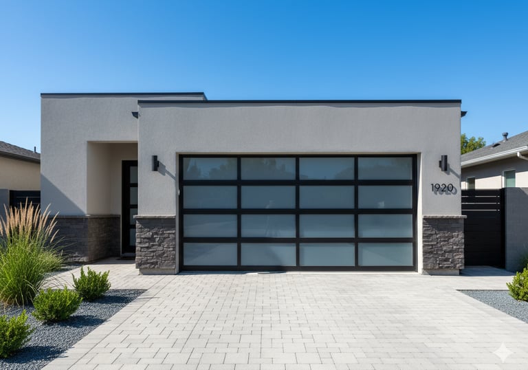 Residential home with a 2 car glass garage door in Edinburg, TX