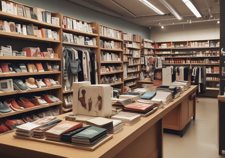 A project manager reviewing plans with a team in a retail setting.