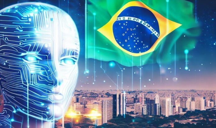 imagem da bandeira do brasil com efeitos de ilustração feita por I.A