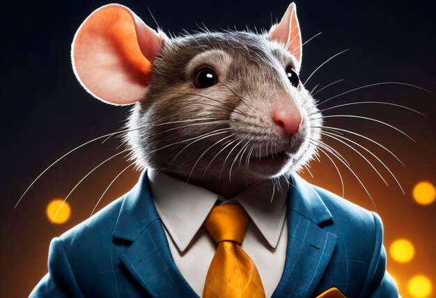 imagem ilustrada de um rato de terno executivo