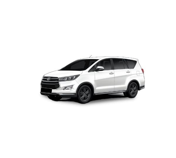 a white Toyota Innova car parked on a white background