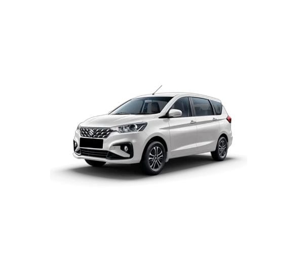 a white Maruti Ertiga car parked on a white background