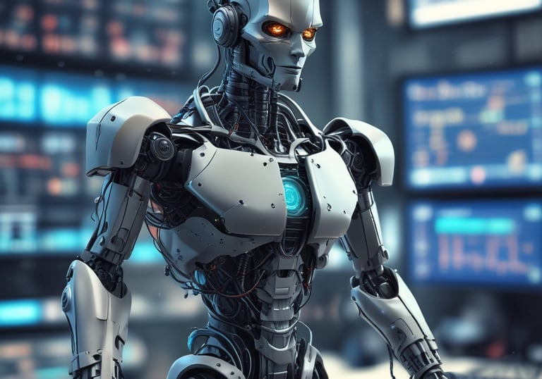 A sleek computer screen displaying a live trading dashboard with automated bot activity.