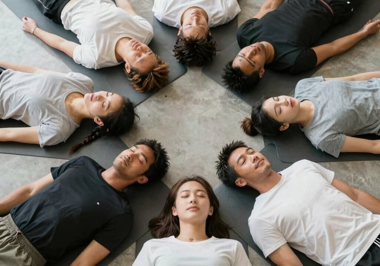 a person standing on a yoga mat on the floor
