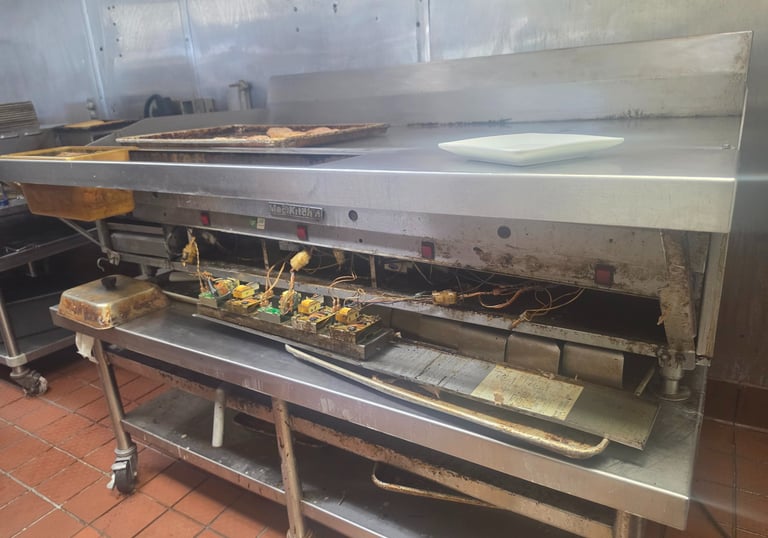 Emergency Holiday Service on grill in a commercial kitchen