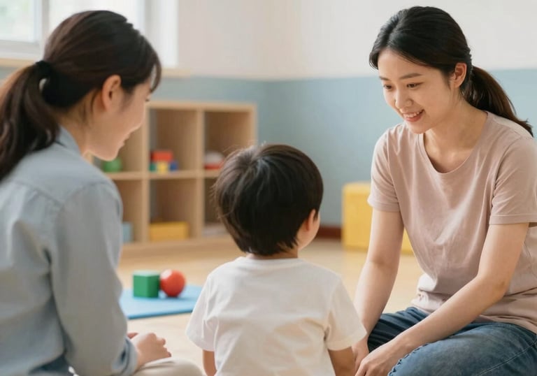 A group of families and volunteers sharing a joyful moment at a church event.