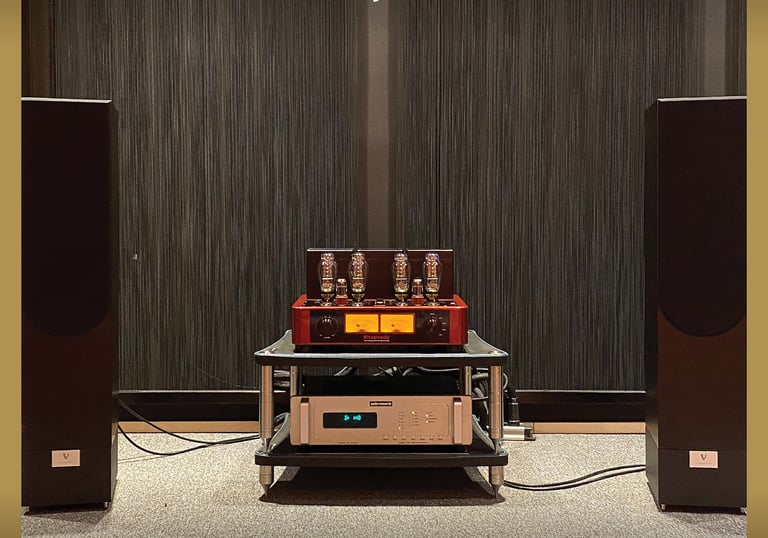 HiFi acoustic treatment with Tube Bass trap, AbFuser, Acoustic Wall Panel, QR Diffuser