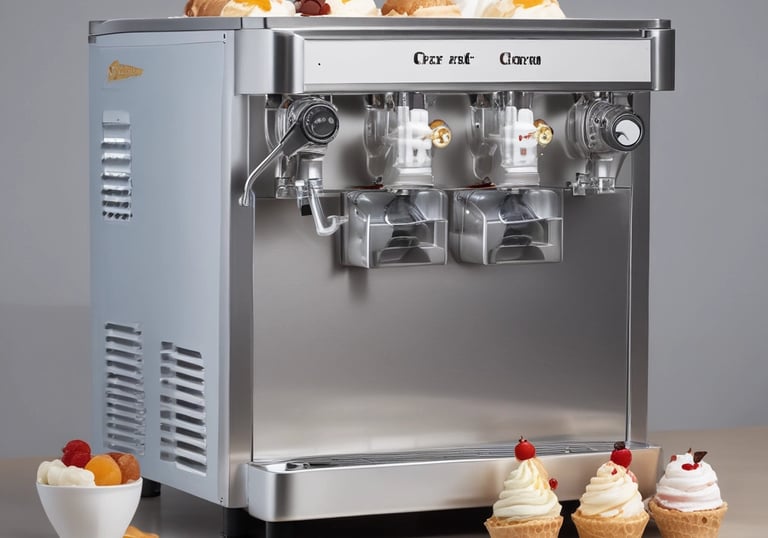 A single scoop of vanilla ice cream topped with white chocolate shavings is presented in a cone covered with pink and white sprinkles. Beside the ice cream is a round waffle biscuit. The background consists of vibrant pink bougainvillea flowers against a white wall.