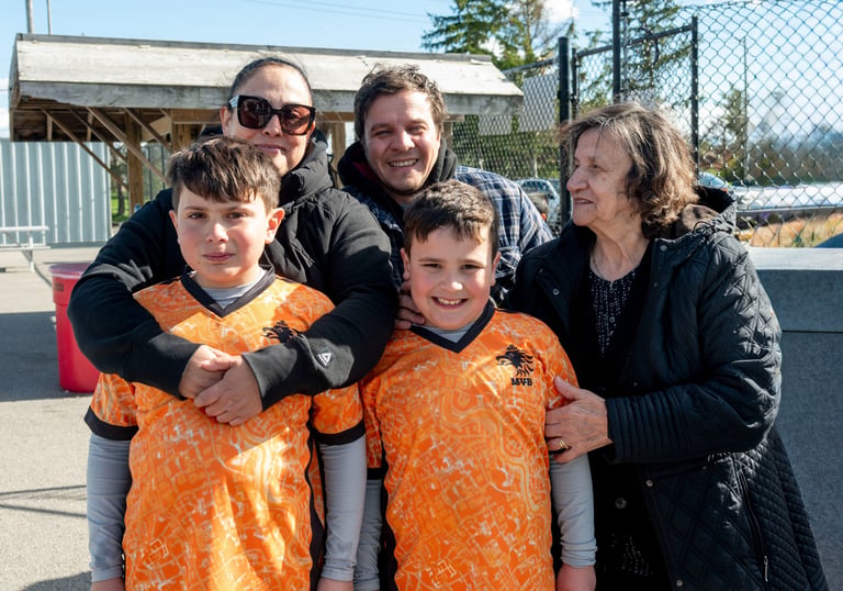 Smiling MVB F.C.family after a soccer game Mississauga