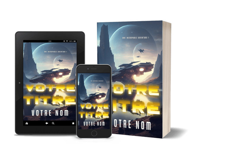 Couverture futuriste et vibrante pour un roman de science-fiction publié sur Amazon KDP
