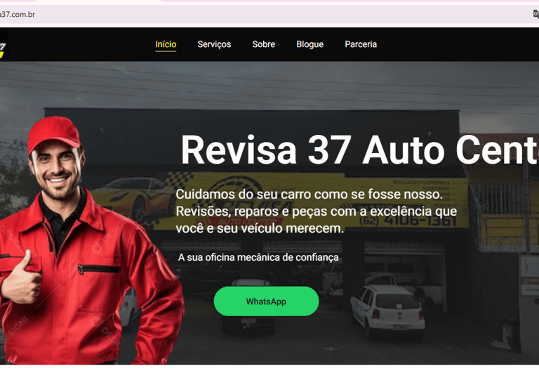 Página inicial do site Revisa 37 Auto Center em Goiânia, oficina mecânica especializada em revisões,