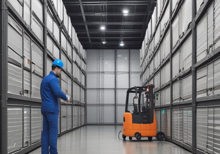 Technician repairing a commercial cold storage unit with tools.
